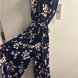 Wisp Lottie Knit Crop Jumpsuit - Navy & White Size 0